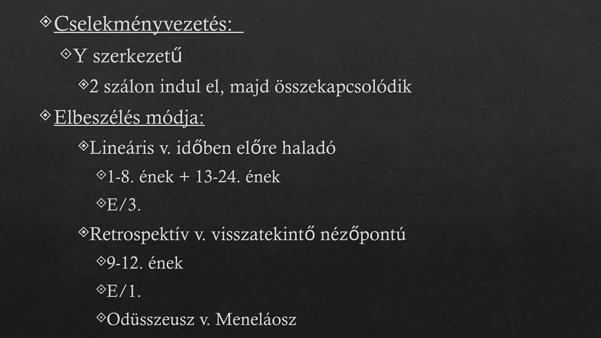Homérosz: Odüsszeia  ## Odüsszeia

◇ Keletkezési ideje:
◇ i.e. 8. század (?)
◇ Szerzője:
◇ Homérosz (?)
◇ Műfaja:
◇ Eposz
◇ Mondakör:
◇ Trój