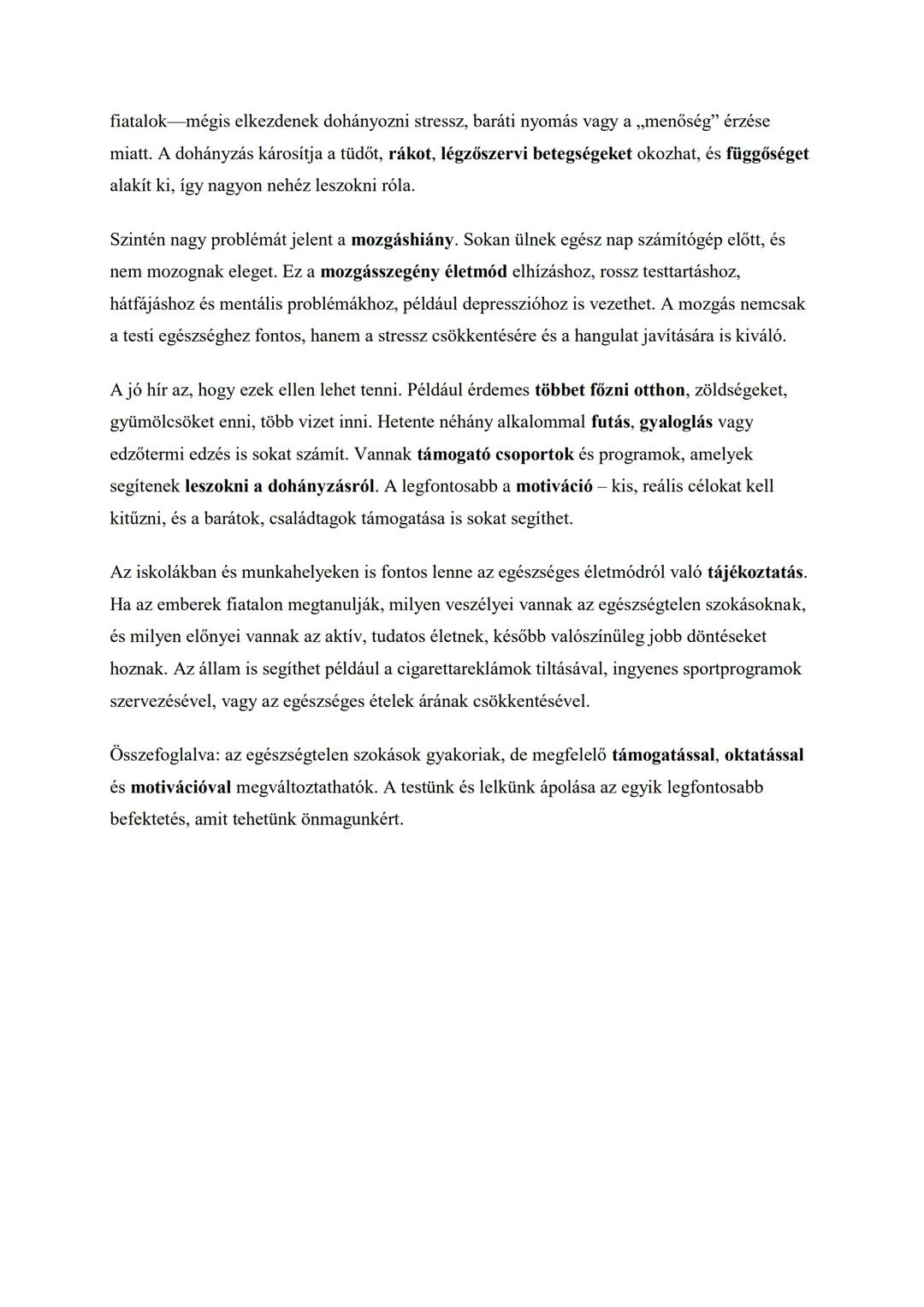 1. EGÉSZSÉGTELEN SZOKÁSOK, MIT TEHETÜNK ELLENE?
UNHEALTHY HABITS - WHAT CAN WE DO ABOUT THEM?
Talking points (English):
- Common unhealthy h