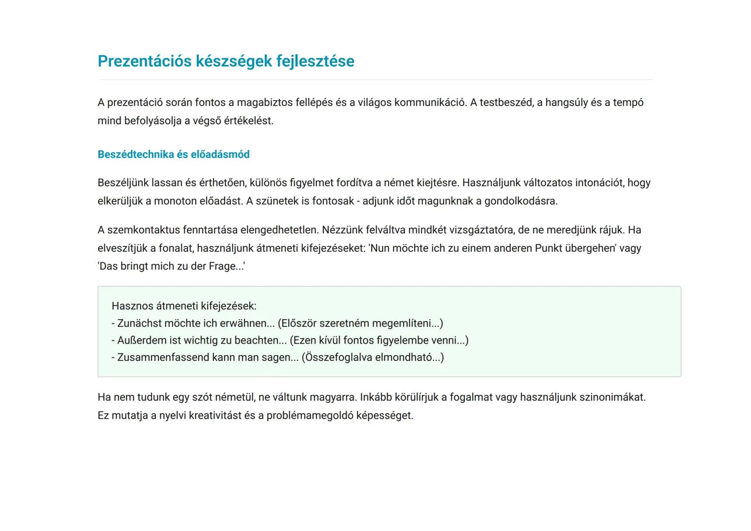 Érettségi német szóbeli vizsga: Tételkidolgozás és
prezentáció
Szóbeli érettségi vizsga felkészítés: tételek és prezentáció
Német • Grade 12