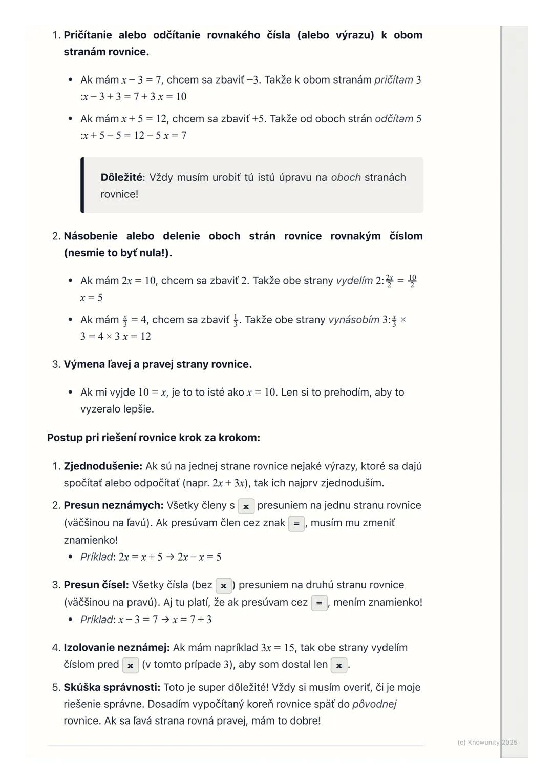 # Riešenie jednoduchých
lineárnych rovníc

## 1. Úvod do riešenia rovníc

Takže, rovnice! To je super dôležitá téma v matematike, lebo nám p