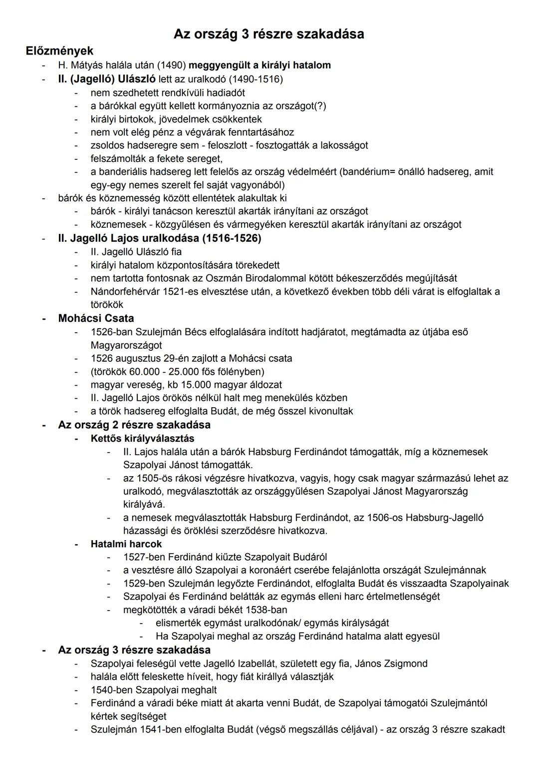 Az ország három részre szakadásának története (érettségi tétel készüléshez)