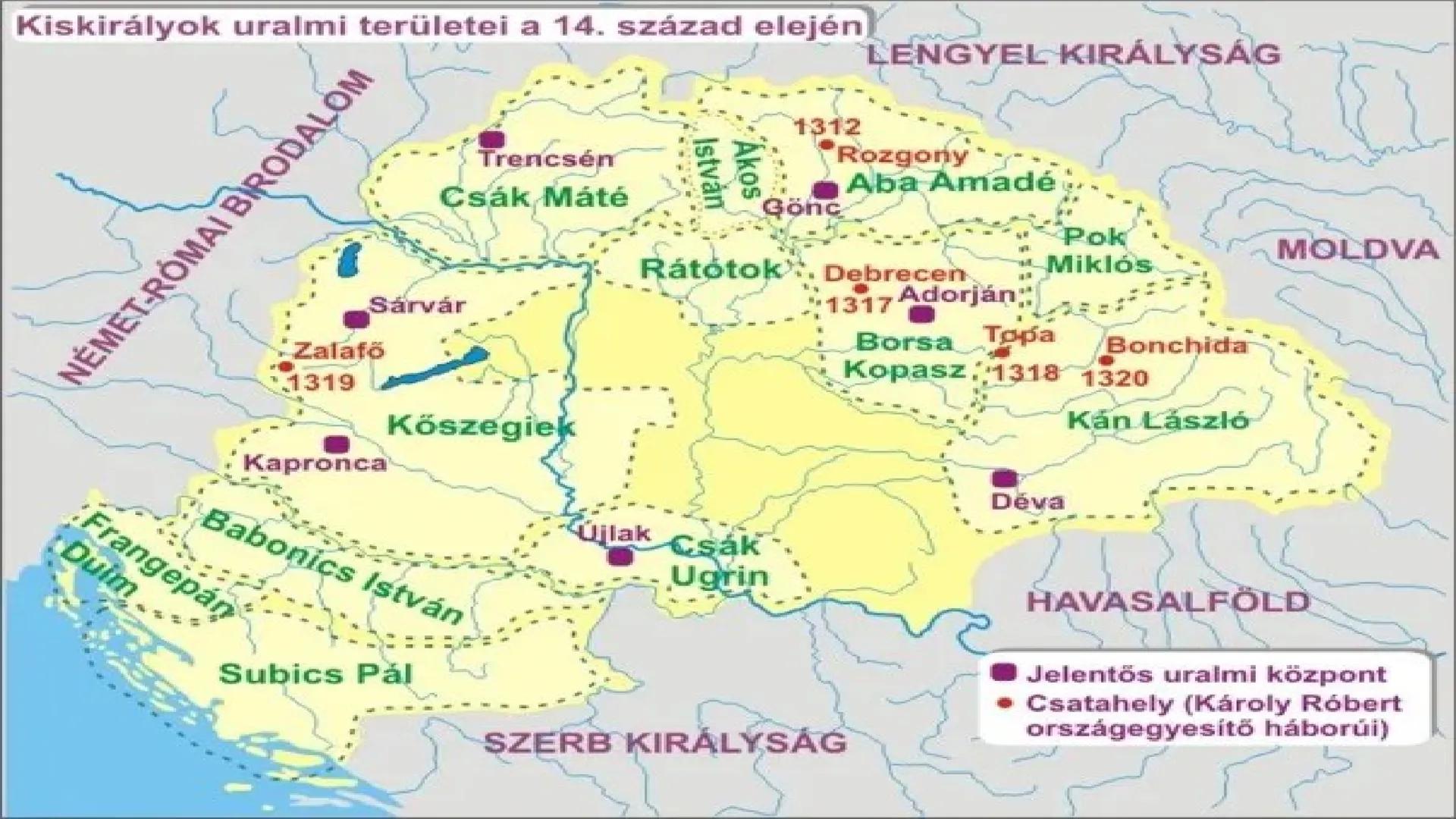 A TARTOMÁNYÚRI HATALOM
FELSZÁMOLÁSA; I. KÁROLY
(RÓBERT) HATALOMRA
KERÜLÉSE KÜZDELEM A HATALOMÉRT
• Árpád-ház kihal → zűrzavaros időszak
• In