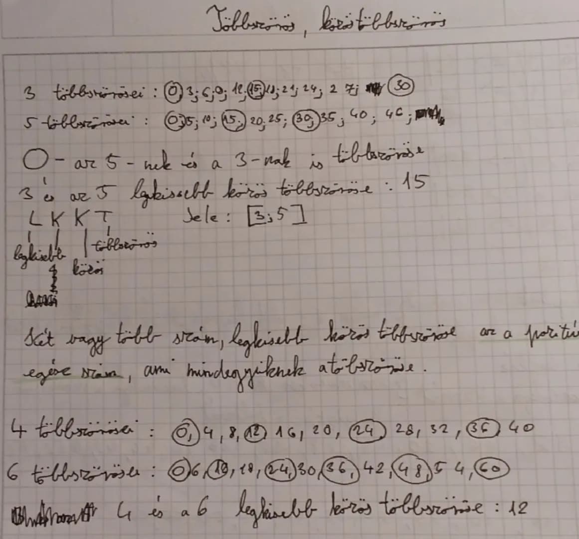# Többszörös, közös többszörös

3 többszörösei: @3;6;9;12(週4;24;24;27; 30

5 többszörii: (03)5; 10; 15 20,25; 30; 35; 40; 46;

O-ar 5-nek és