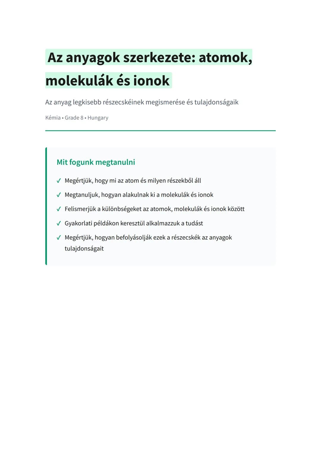 Az anyagok szerkezete: atomok, molekulák és ionok