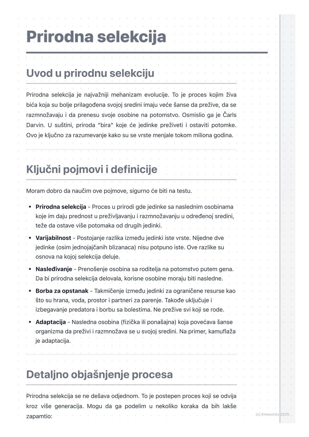 # Prirodna selekcija

Uvod u prirodnu selekciju

Prirodna selekcija je najvažniji mehanizam evolucije. To je proces kojim živa
bića koja su 