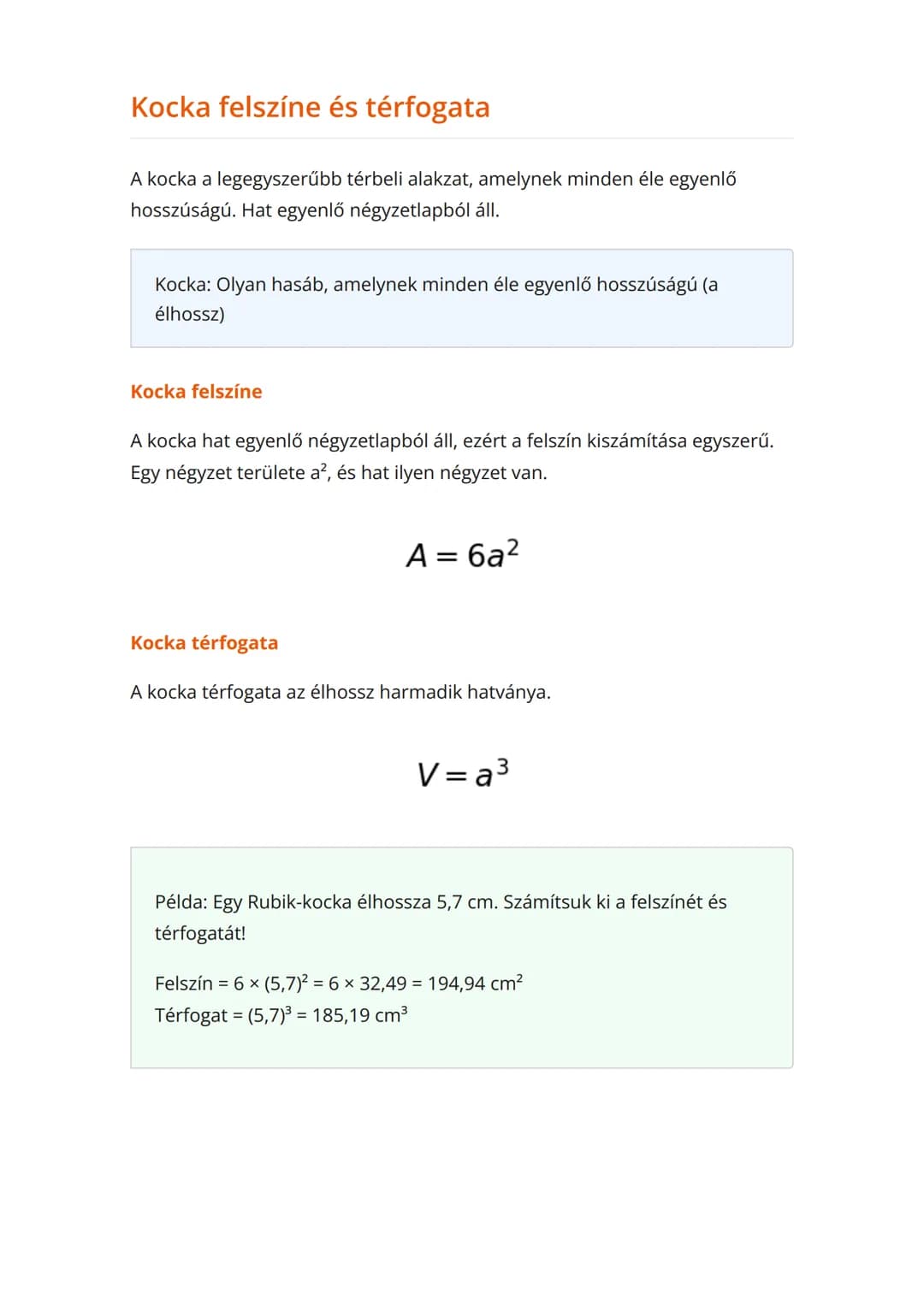 Térelemek felszíne és
térfogata: kocka, téglatest,
henger, gömb
Geometriai testek felszínének és térfogatának kiszámítása
Matematika 	Grade 