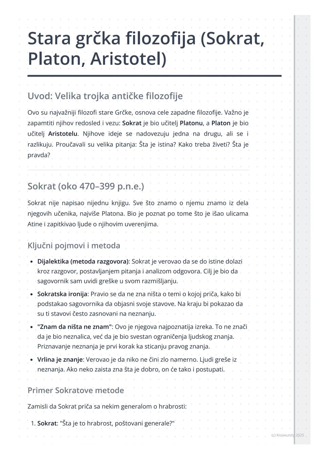 # Stara grčka filozofija (Sokrat, 
Platon, Aristotel)

Uvod: Velika trojka antičke filozofije

Ovo su najvažniji filozofi stare Grčke, osnov