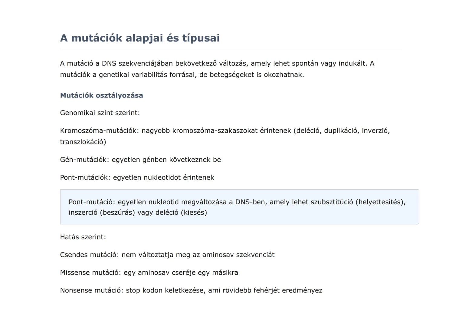 Genetika és öröklődés: Mutációk és genetikai
betegségek
Mutációk típusai és genetikai betegségek mechanizmusai
Biológia • Grade 12 • Hungary
