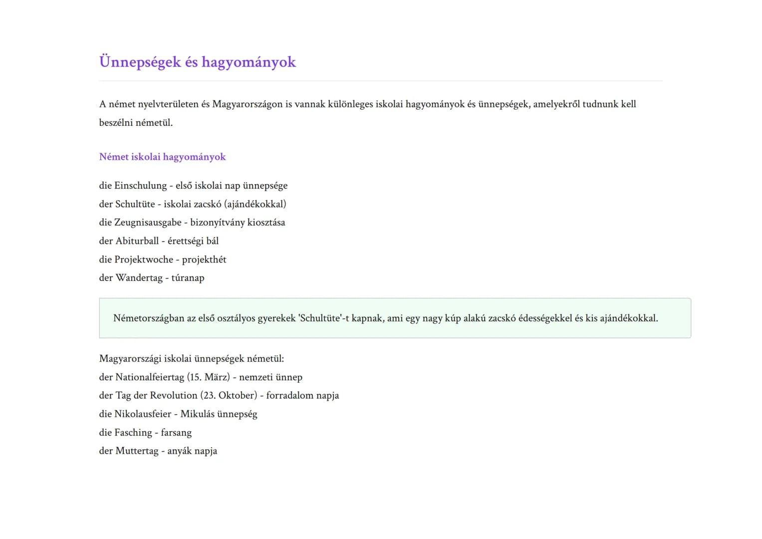 Iskolai események és ünnepségek németül
Német szókincs és kifejezések iskolai eseményekhez és ünnepségekhez
Német • Grade 7 • Hungary
Tanulá