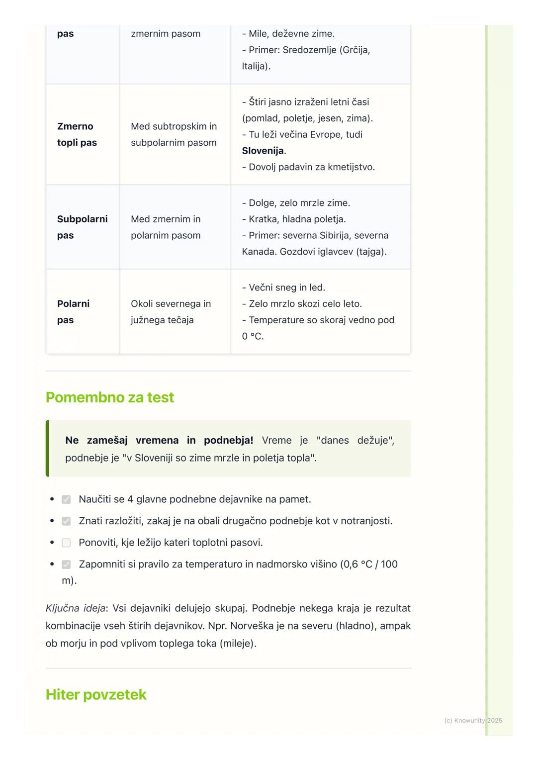 # Podnebni dejavniki in
podnebni pasovi

## Podnebni dejavniki

To so stvari, ki vplivajo na to, kakšno bo podnebje v nekem kraju. Podnebje 