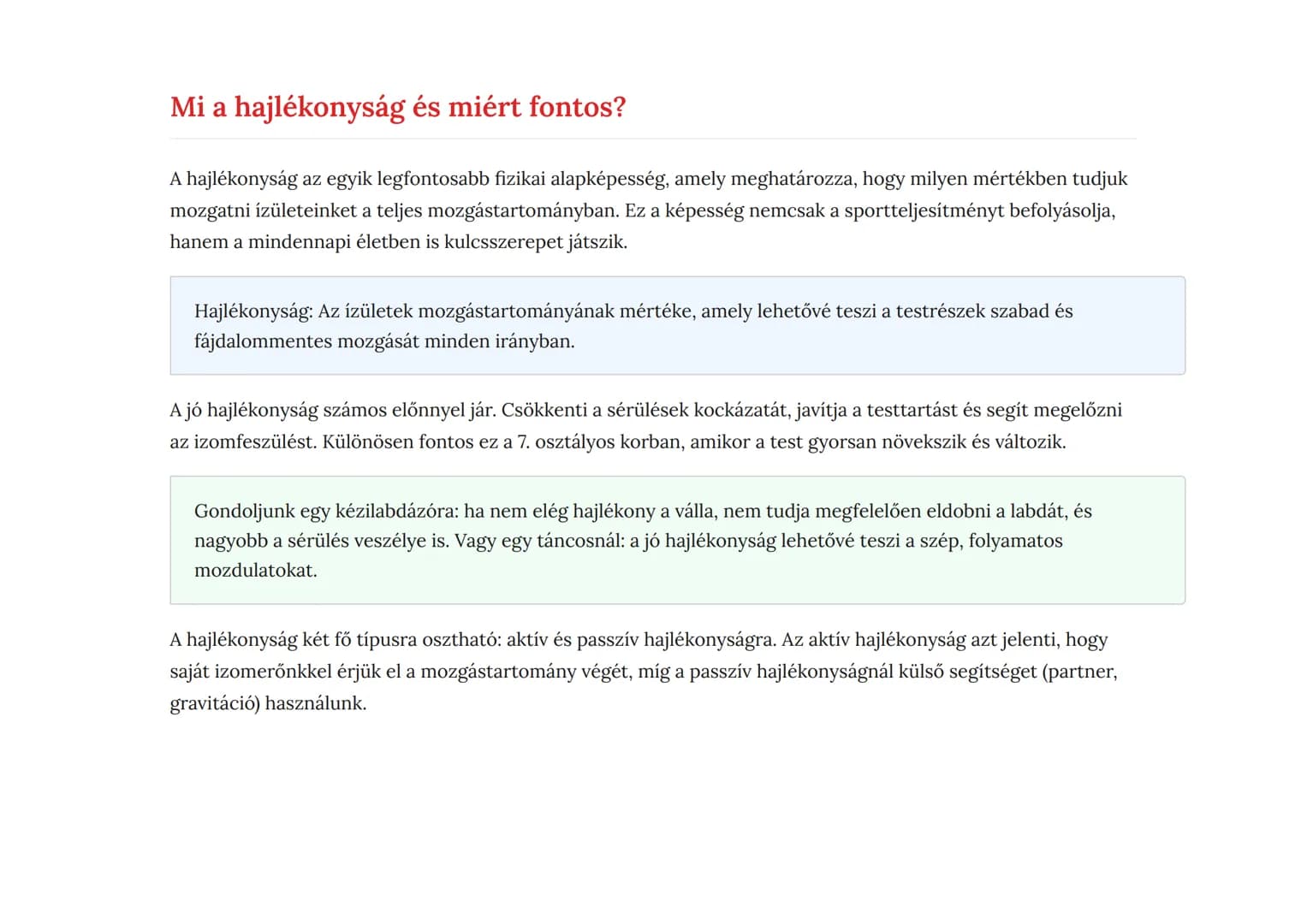 Mozgáskoordináció és hajlékonyság fejlesztése
testnevelésben
Hajlékonyság és nyújtó gyakorlatok a fizikai képességek fejlesztésére
Testnevel
