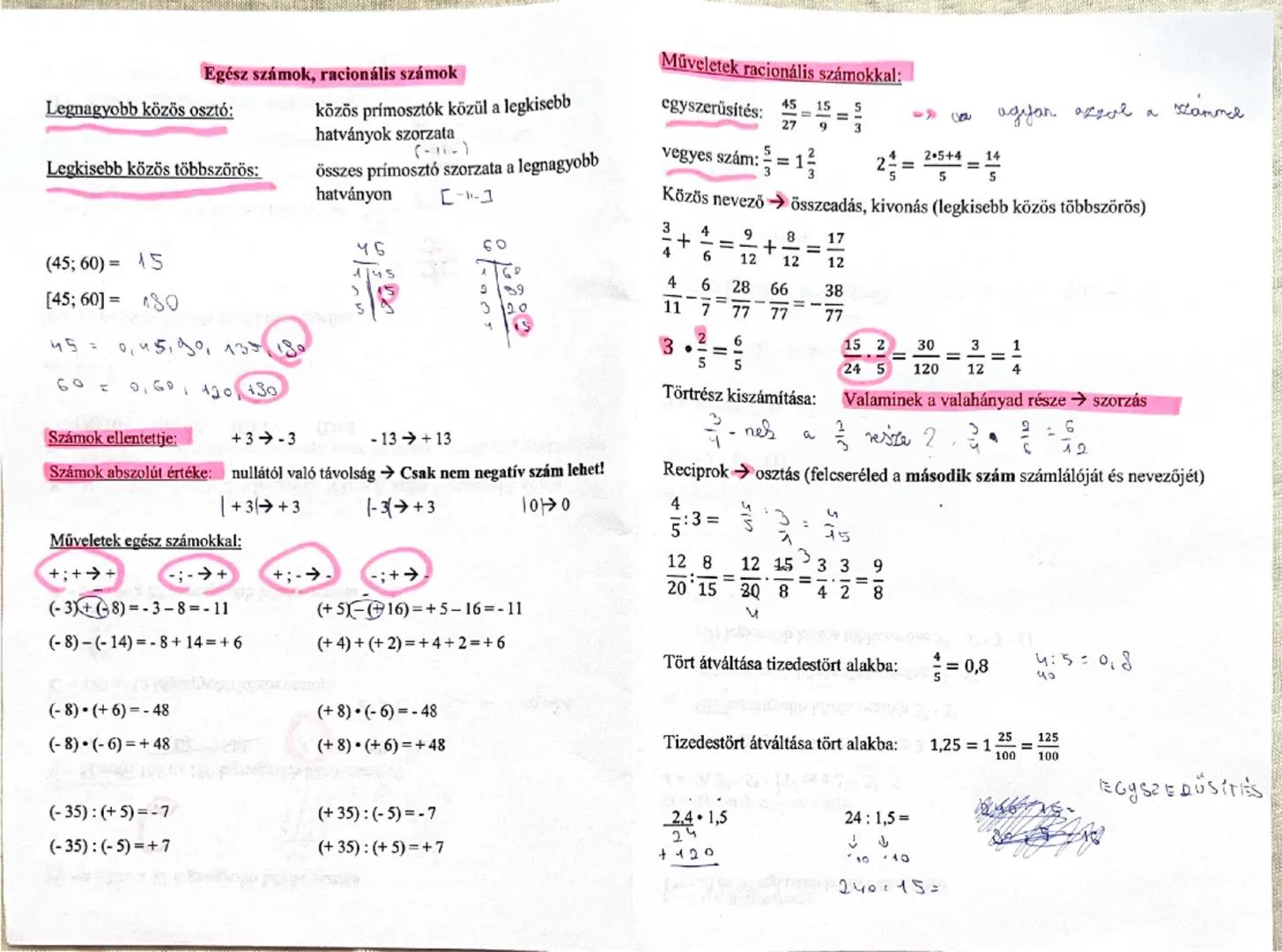 # Egész számok, racionális számok

Legnagyobb közös osztó:

Legkisebb közös többszörös:

(-11-1

összes prímosztó szorzata a legnagyobb
hatv