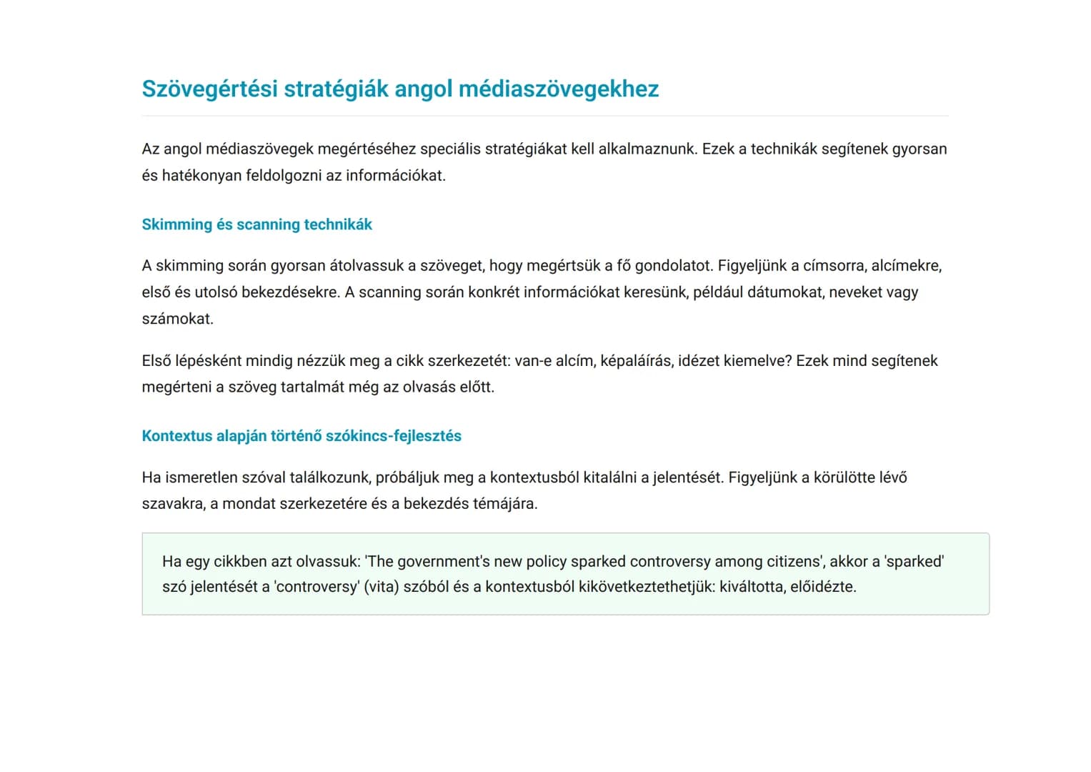 Angol szövegértés: újságcikkek és hírek feldolgozása
Angol újságcikkek, hírek és véleménycikkek megértése és elemzése
Angol Grade 10. Hungar