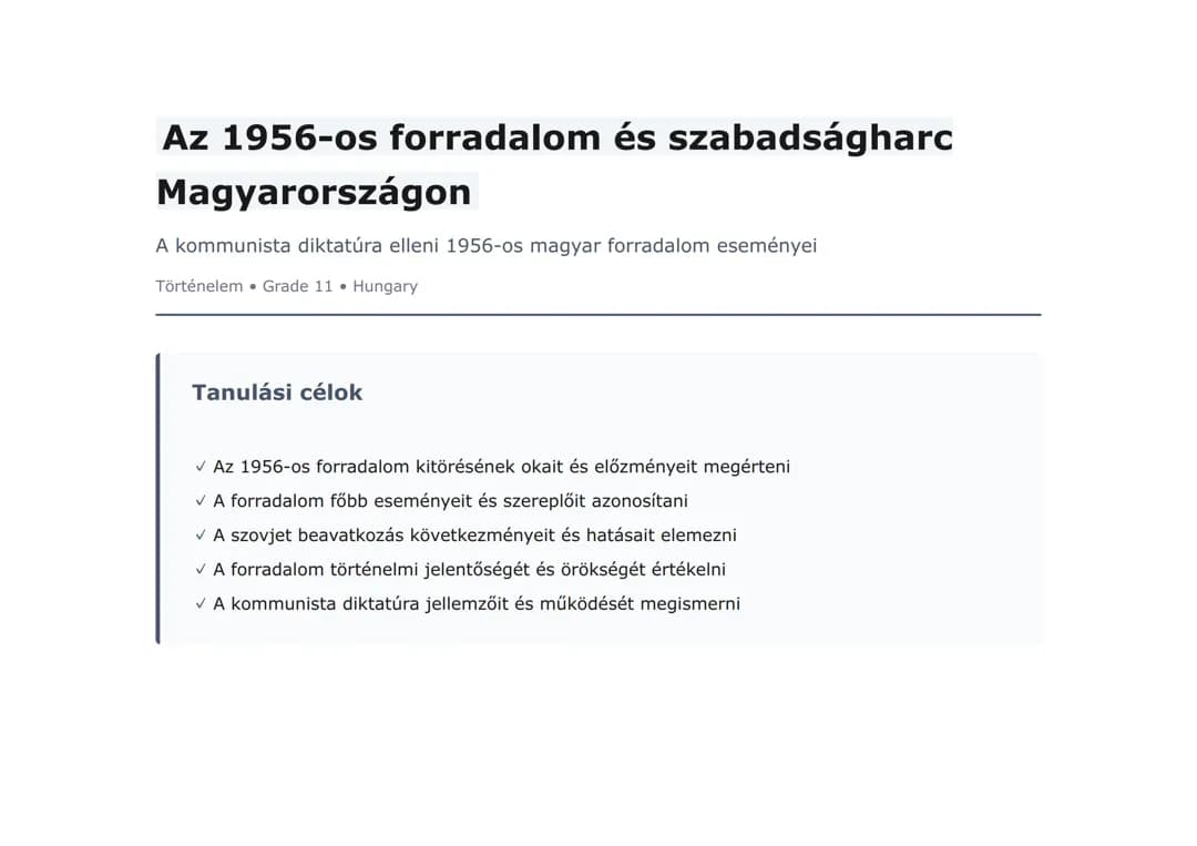 Az 1956-os forradalom és szabadságharc Magyarországon
