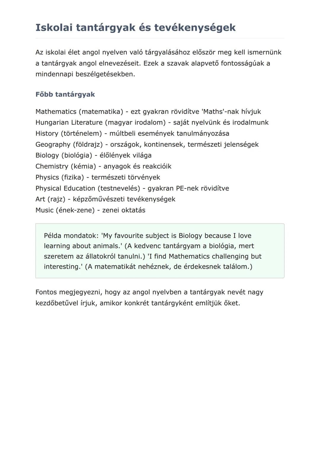 Mindennapi élet és
társadalom: Iskola és tanulás
angol nyelven
Iskolai élet és tanulási szokások angol nyelven való kifejezése
Angol • Grade