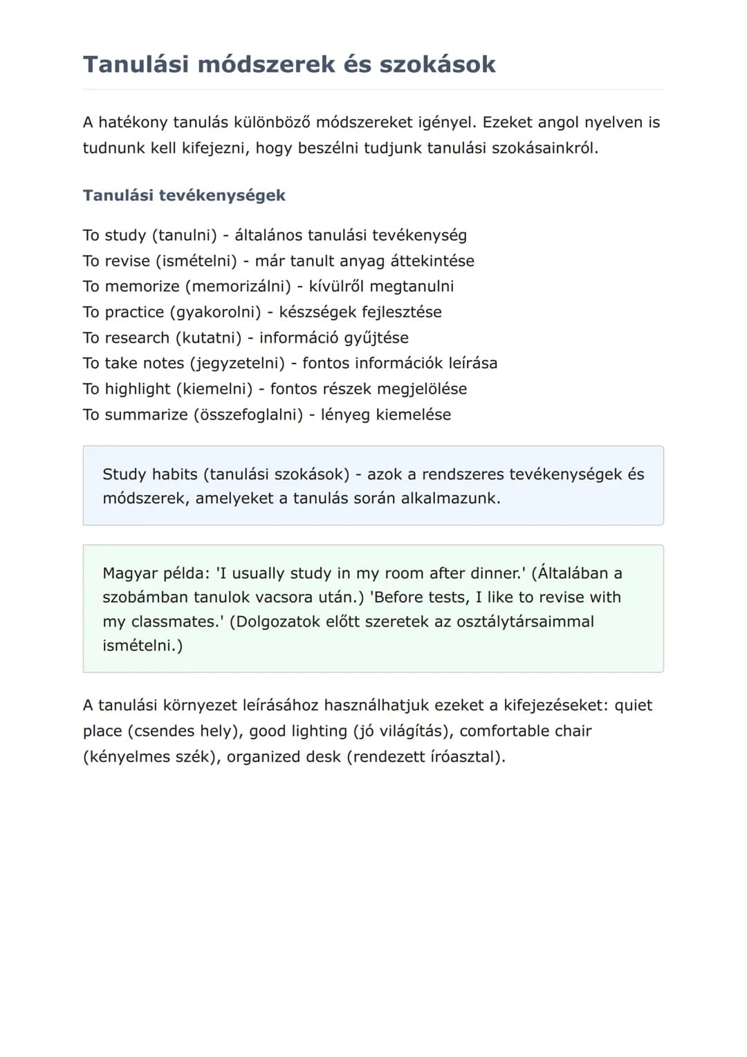 Mindennapi élet és
társadalom: Iskola és tanulás
angol nyelven
Iskolai élet és tanulási szokások angol nyelven való kifejezése
Angol • Grade