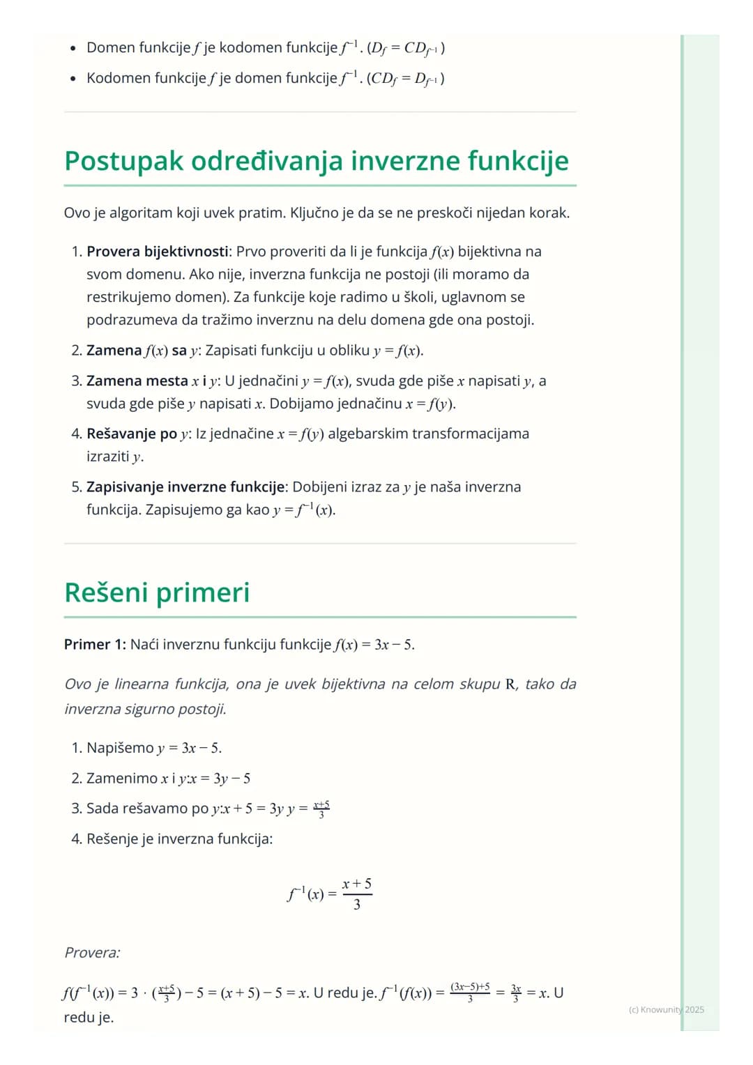 # Inverzna funkcija

Uvod u inverzne funkcije

Inverzna funkcija je u suštini funkcija koja "poništava" dejstvo originalne
funkcije. Ako ima