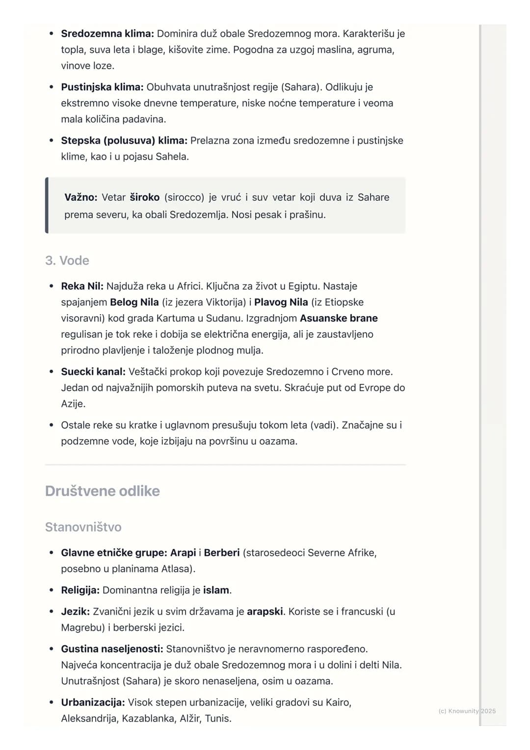 # Severna Afrika

## Opšte karakteristike Severne Afrike

Severna Afrika je regija koja obuhvata severni deo afričkog kontinenta. Često
se n