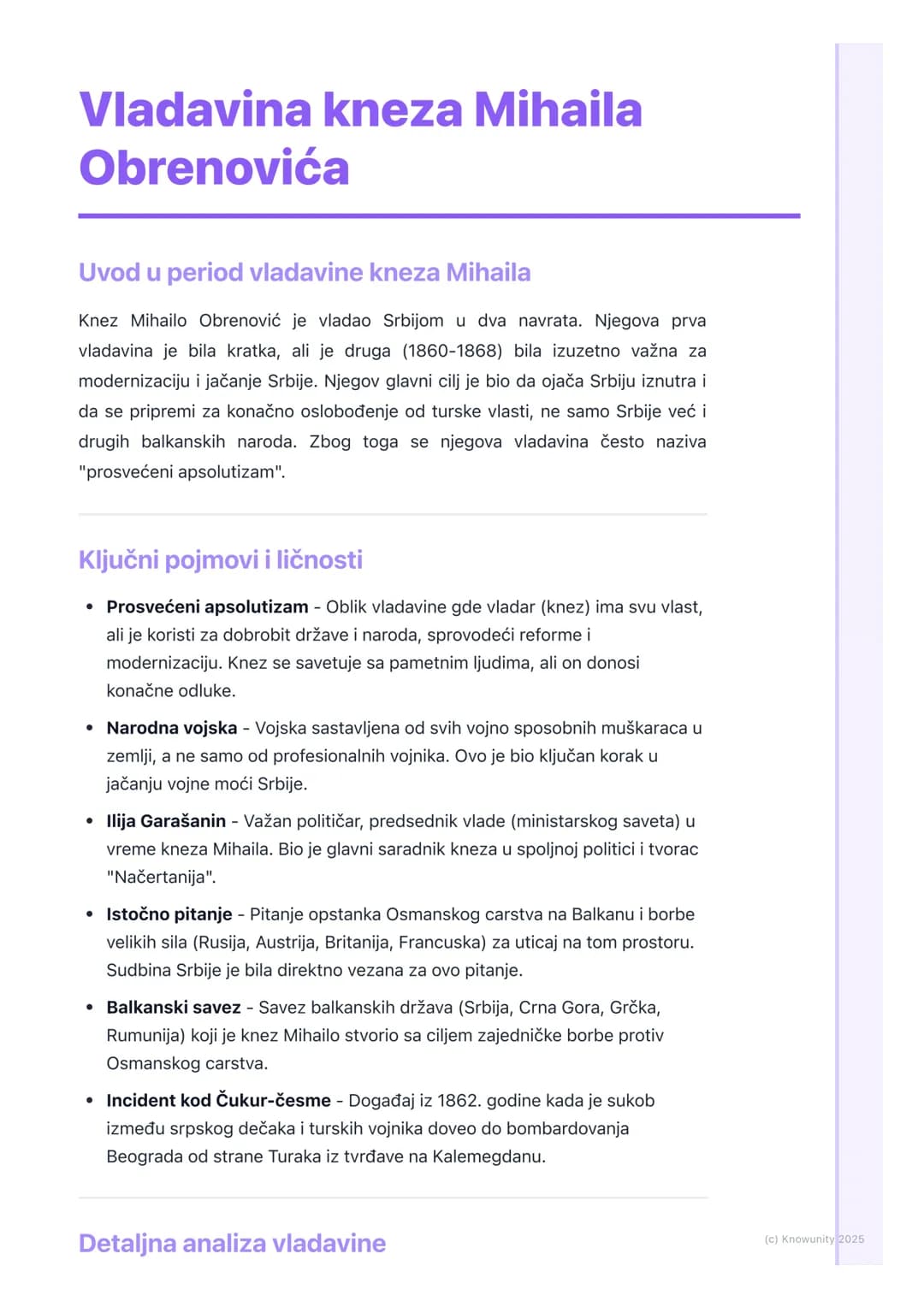 # Vladavina kneza Mihaila
Obrenovića

Uvod u period vladavine kneza Mihaila

Knez Mihailo Obrenović je vladao Srbijom u dva navrata. Njegova