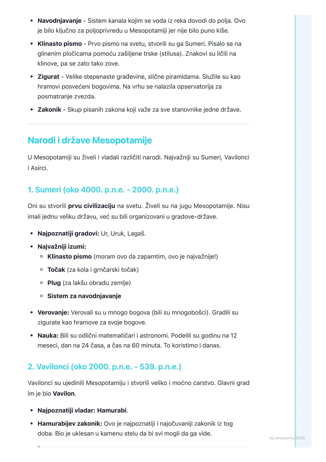 # Mesopotamija: Zemlja između
dve reke

Mesopotamija - uvod

Mesopotamija znači "zemlja između reka". Nalazi se između reka Tigar i
Eufrat. 