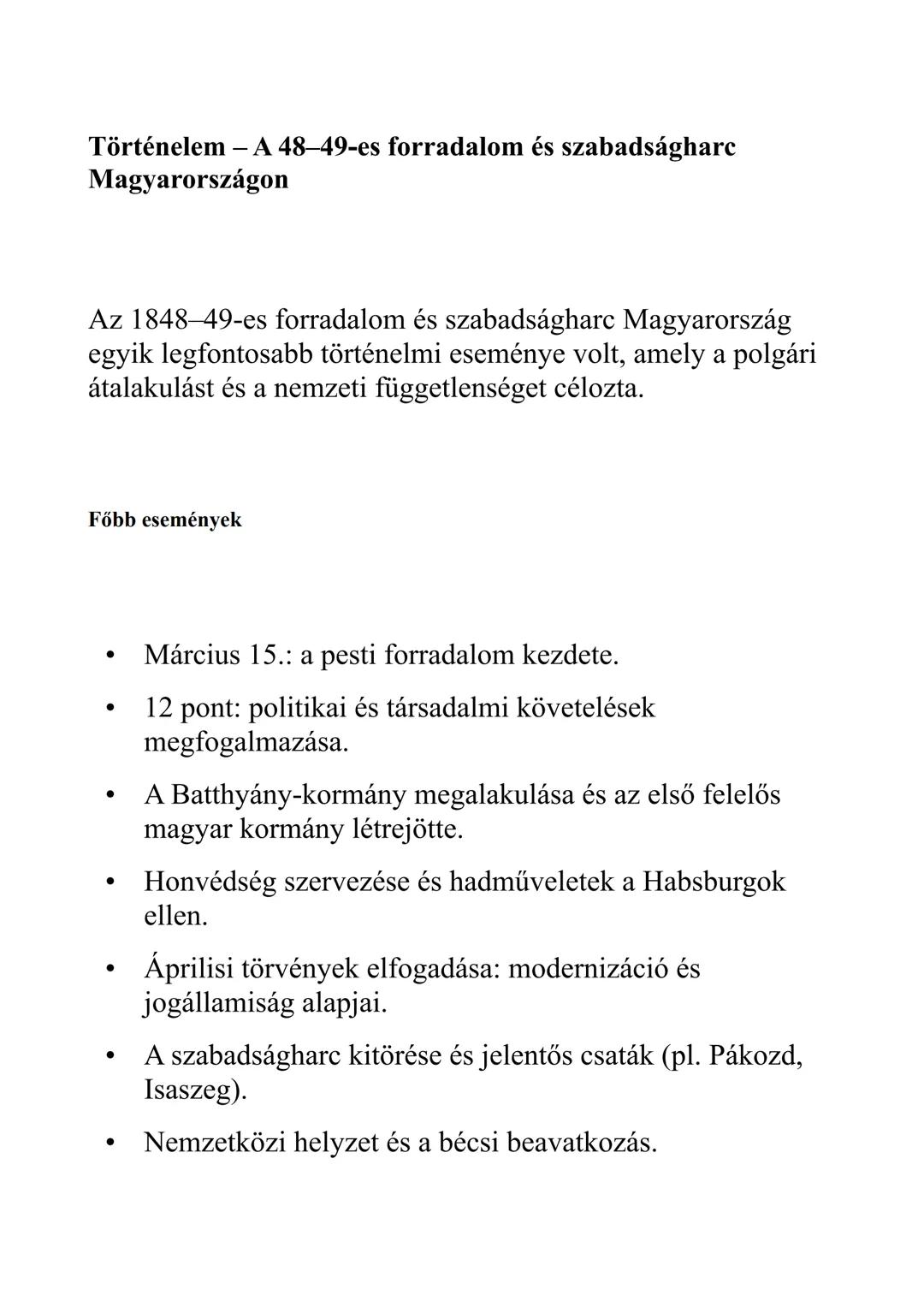 Történelem - A 48-49-es forradalom és szabadságharc
Magyarországon

Az 1848-49-es forradalom és szabadságharc Magyarország
egyik legfontosab