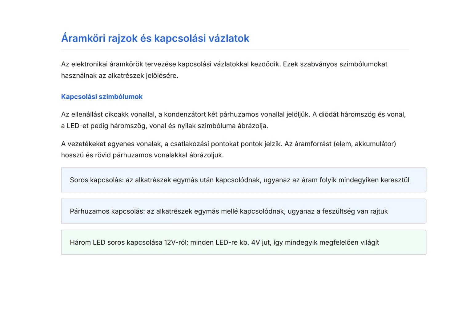 Egyszerű elektronikai áramkörök összeállítása - Műszaki alapok
Elektronikai alkatrészek és egyszerű áramkörök gyakorlati megvalósítása
Techn