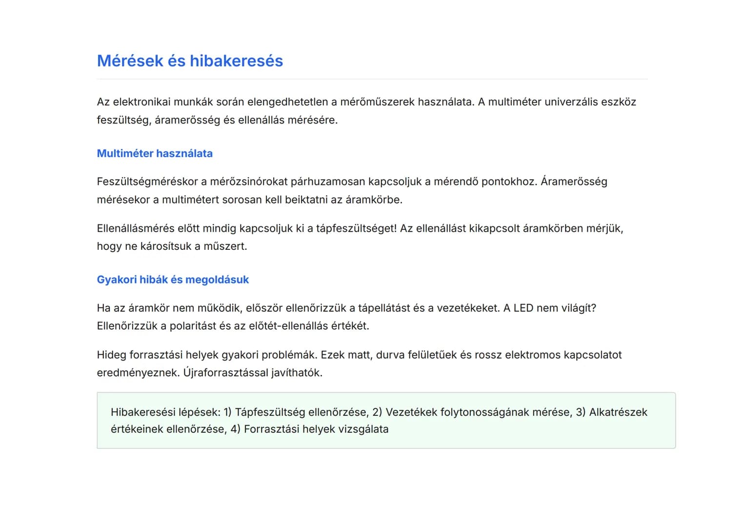 Egyszerű elektronikai áramkörök összeállítása - Műszaki alapok
Elektronikai alkatrészek és egyszerű áramkörök gyakorlati megvalósítása
Techn