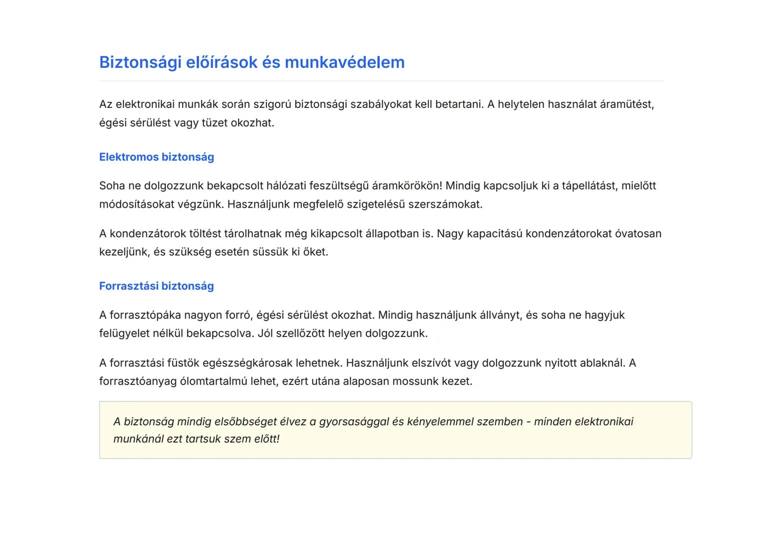 Egyszerű elektronikai áramkörök összeállítása - Műszaki alapok
Elektronikai alkatrészek és egyszerű áramkörök gyakorlati megvalósítása
Techn