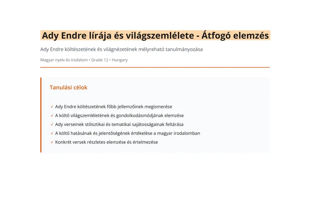Ady Endre lírája és világszemlélete - Átfogó elemzés