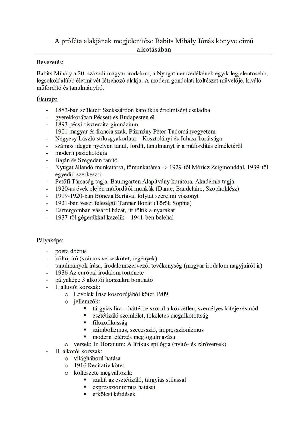 Babits Mihály – Érettségi tétel egyszerűen