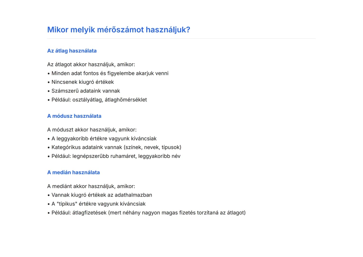 Statisztika és valószínűség: Átlag, módusz, medián
A központi tendencia mérőszámainak megértése és alkalmazása
Matematika  Grade 7  Hungary
