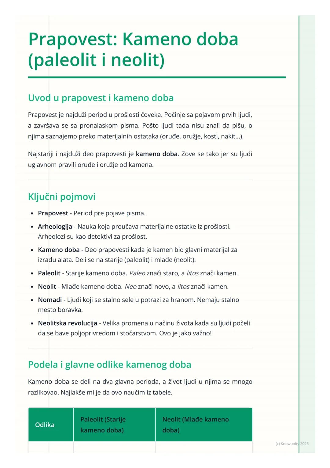 # Prapovest: Kameno doba
(paleolit i neolit)

Uvod u prapovest i kameno doba

Prapovest je najduži period u prošlosti čoveka. Počinje sa poj