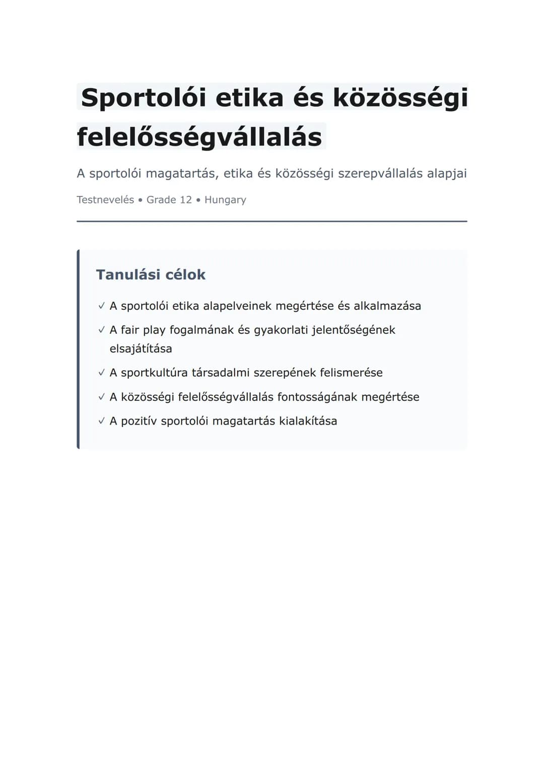 Sportolói etika és közösségi felelősségvállalás