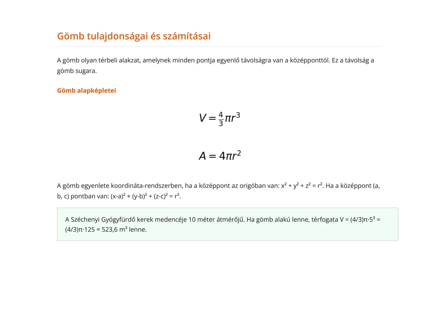 Térelemek és térbeli alakzatok: gömb, hasáb, gúla
Térbeli geometria alapjai és térbeli alakzatok tulajdonságai
Matematika 	Grade 12 	Hungary