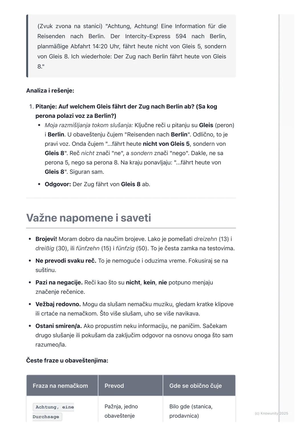 # Slušanje dijaloga i obaveštenja

Uvod u veštinu slušanja

Ovo se odnosi na razumevanje onoga što čujemo na nemačkom. Nije dovoljno
samo zn