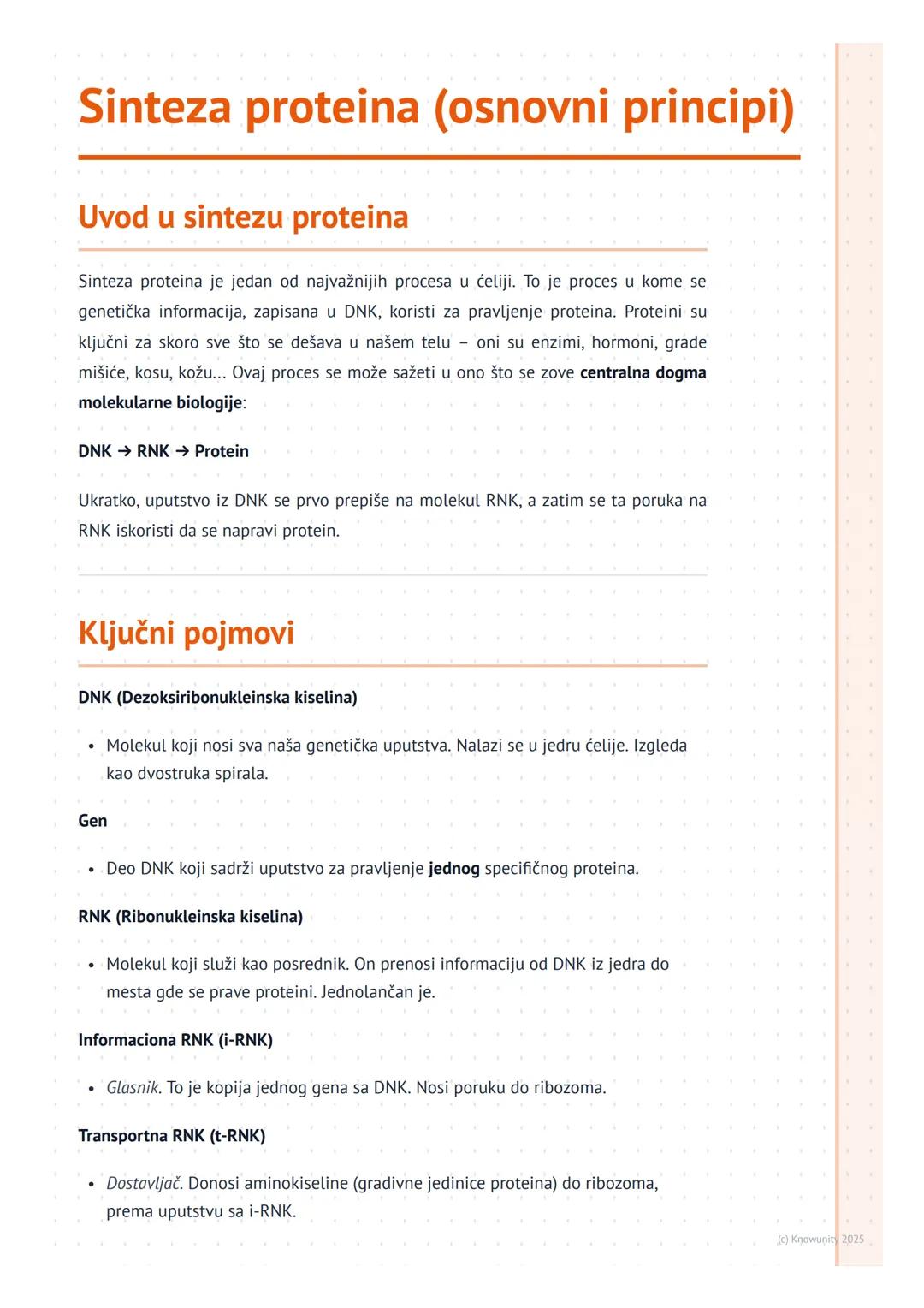 # Sinteza proteina (osnovni principi)

Uvod u sintezu proteina

Sinteza proteina je jedan od najvažnijih procesa u ćeliji. To je proces u ko