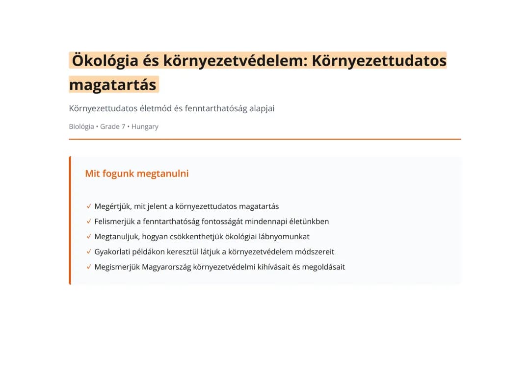 Ökológia és környezetvédelem: Környezettudatos magatartás