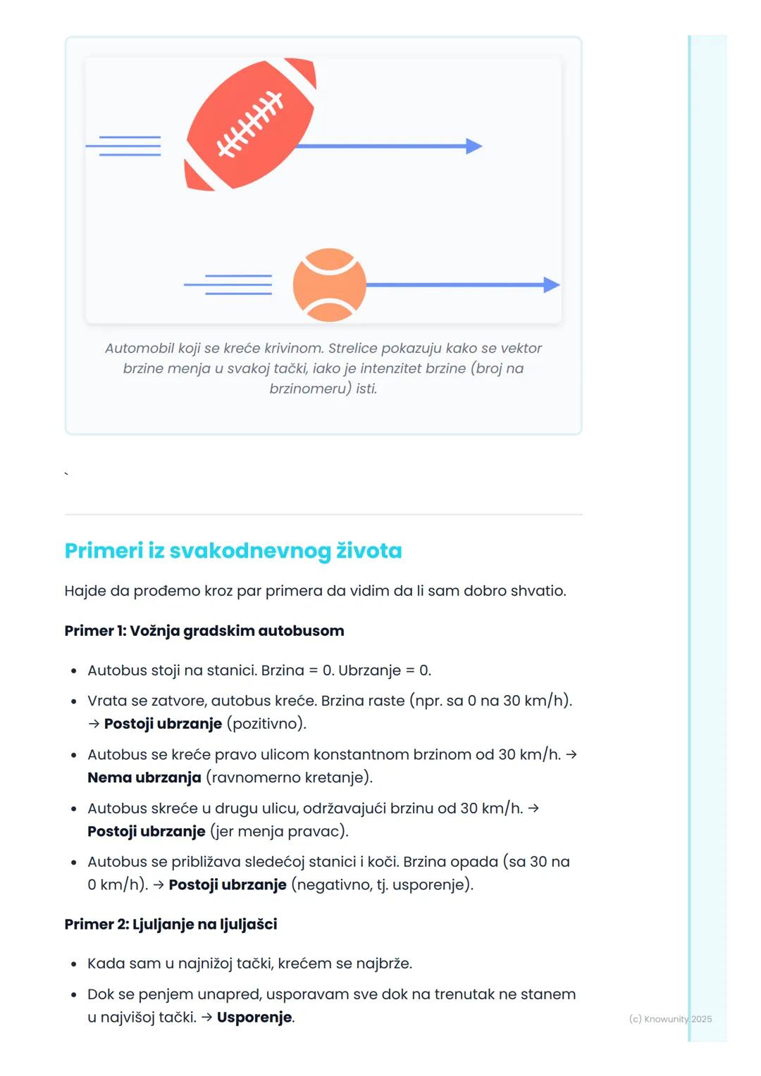 # Ubrzanje (kvalitativno)

Uvod: Kretanje nije uvek isto

Do sada smo učili o ravnomernom kretanju, gde se telo kreće istom
brzinom sve vrem