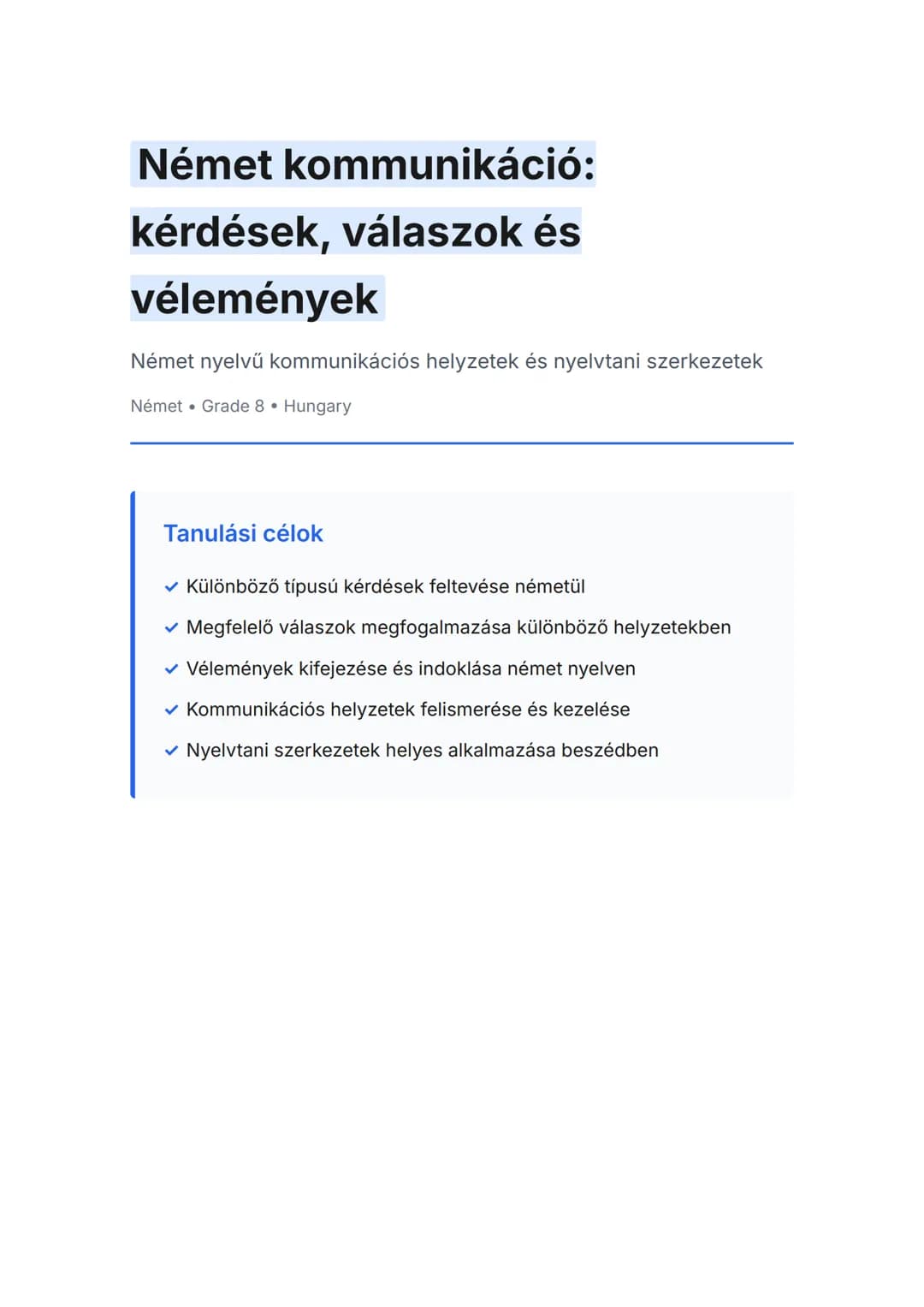 Német kommunikáció: kérdések, válaszok és vélemények