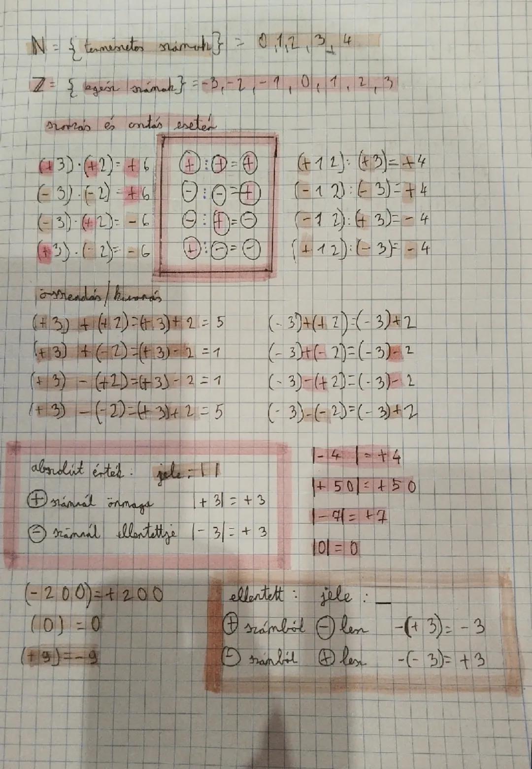 N= { termenetos sramoth} = 0,1,2,3,4

Z= { egész rámak}=-3,-2,-1,0,1,2,3

srozás és ontás esetén

(13)-(+2)=+6 :⊕=④ (+12): (+3)=+4
(-3)-(-2)