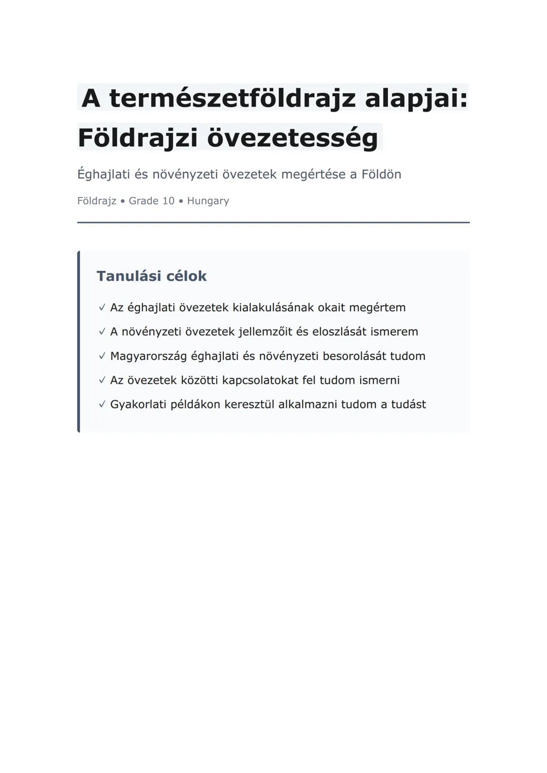 A természetföldrajz alapjai: Földrajzi övezetesség