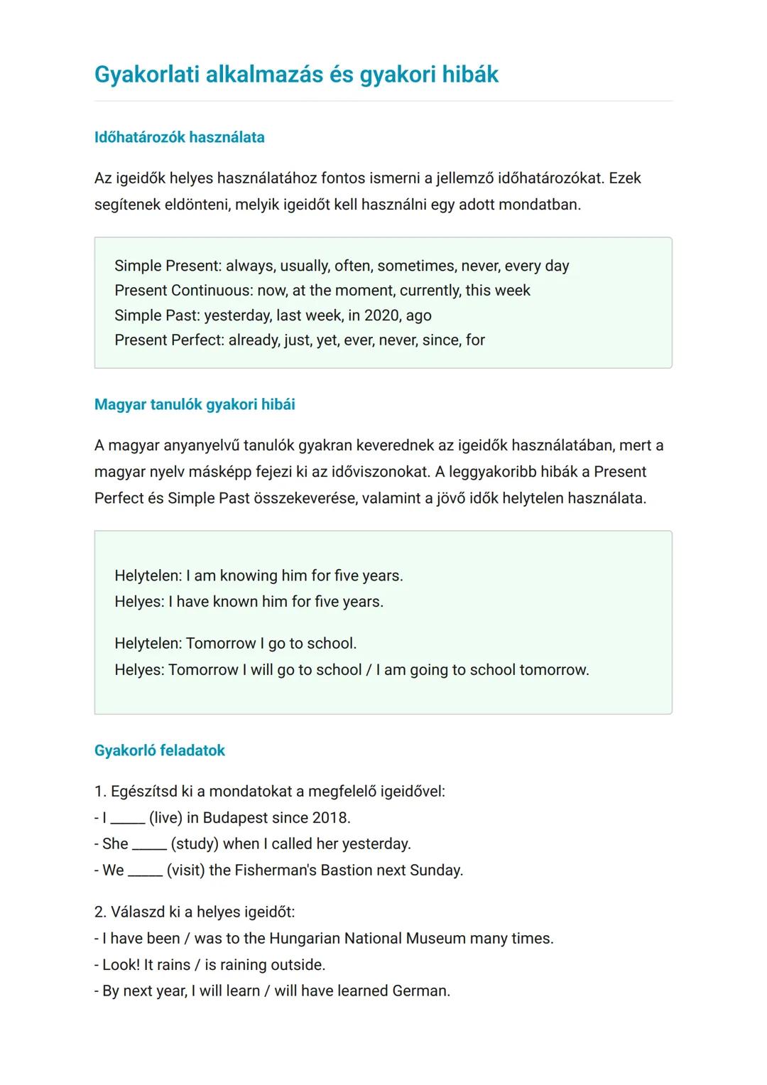 Angol igeidők: múlt, jelen és jövő
használata
Az angol igeidők rendszerének átfogó megértése és gyakorlati használata
Angol Grade 10. Hungar
