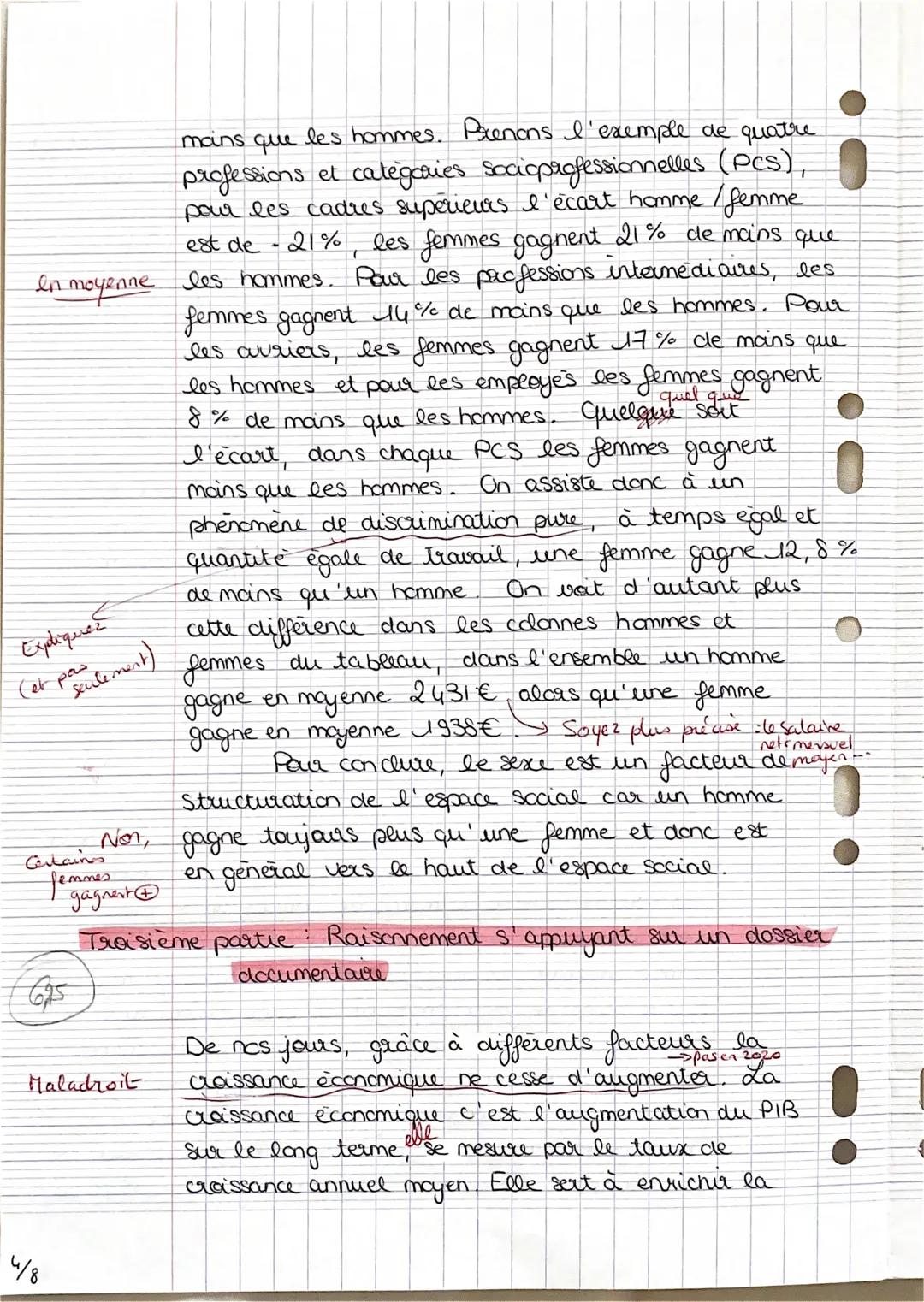 2/8

4,25

Deuxième partie : étude d'un document

1. On peut voir dans le document qu'il y a de
netter differences de salaires nets mensuels