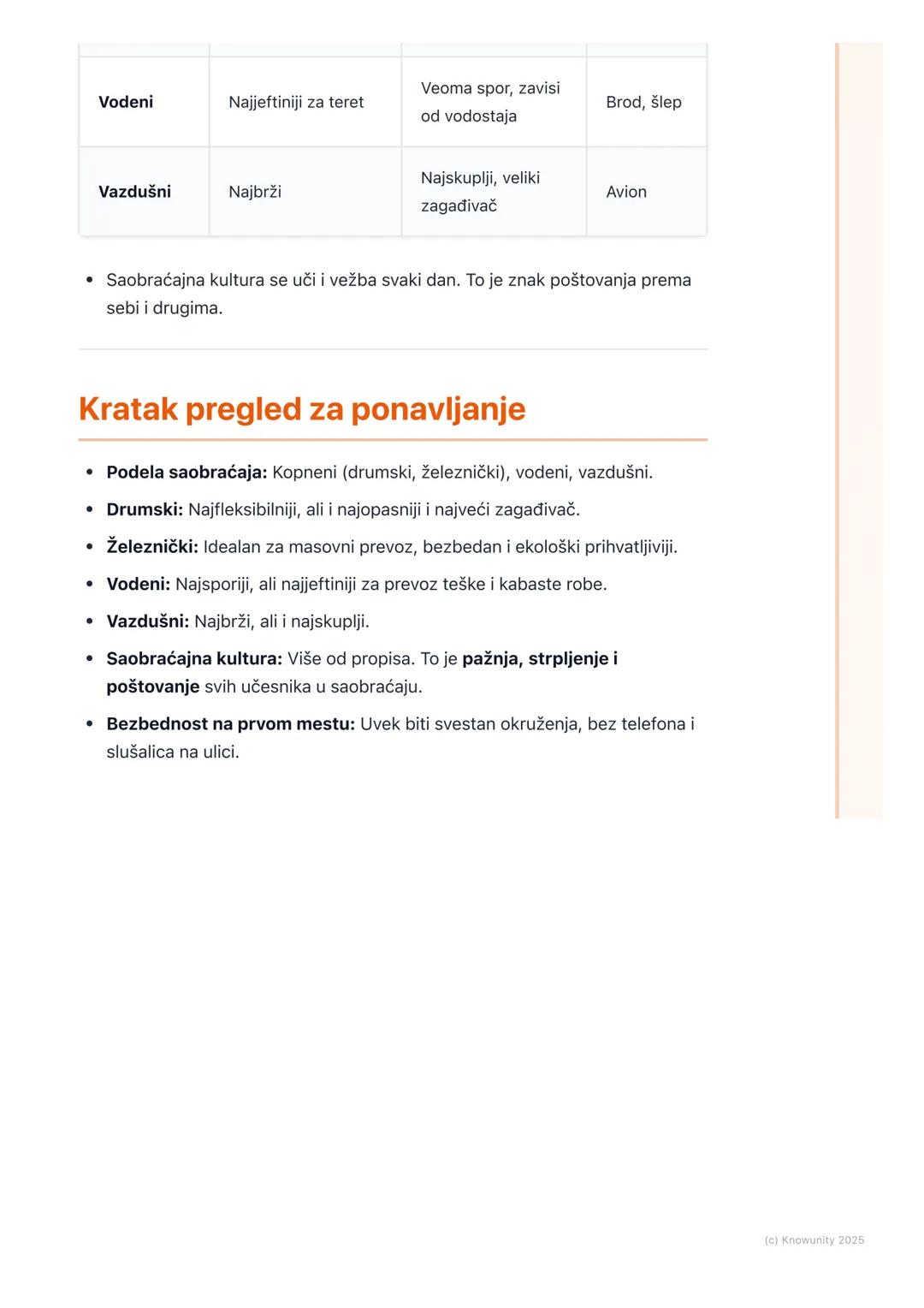 # Vrste saobraćaja i
saobraćajna kultura

## Uvod u saobraćaj

Saobraćaj je organizovano kretanje transportnih sredstava, ljudi i robe sa
je