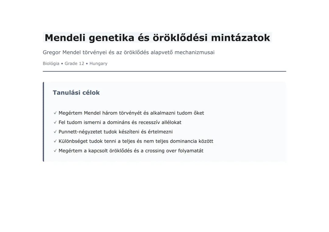 Mendeli genetika és öröklődési mintázatok