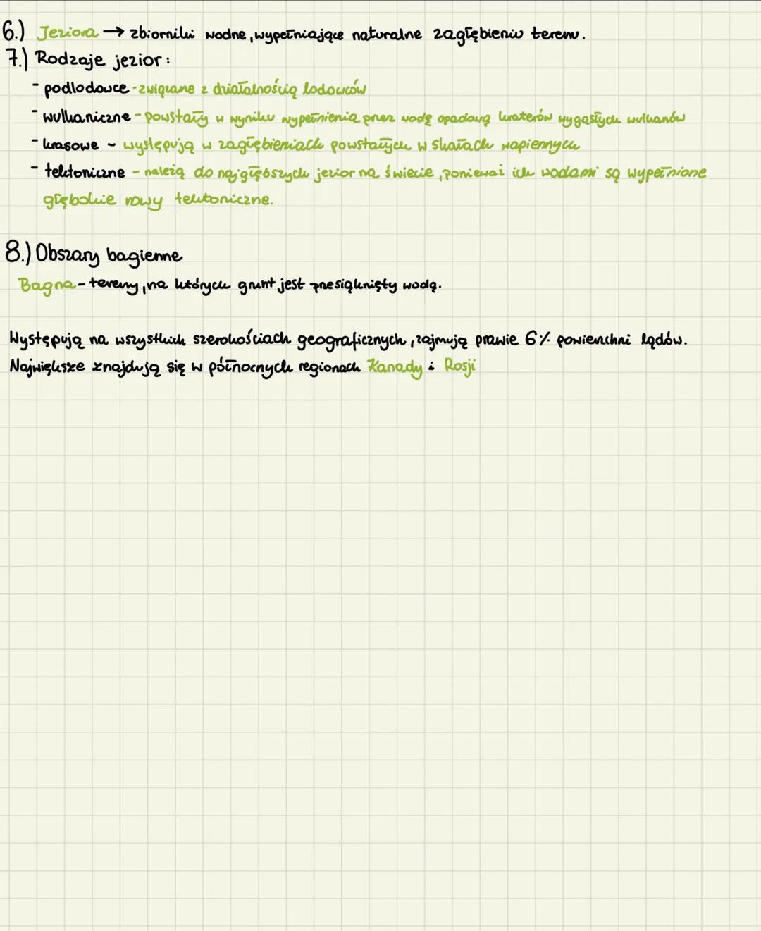 # wody powierzchniower

1.) Wody powierzchniowe to wody na lodach. Ich podział: rehi, jeziora, bagna

2.) Główne elementy neki:

chiał woony
