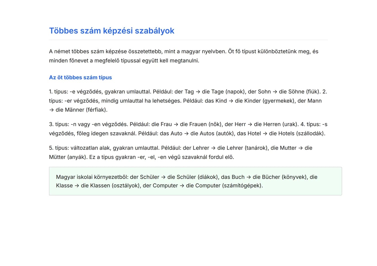 Német nyelvtani alapok: főnevek, névelők és többes
szám
A német főnevek, névelők és többes szám képzésének alapjai
Német • Grade 9 • Hungary