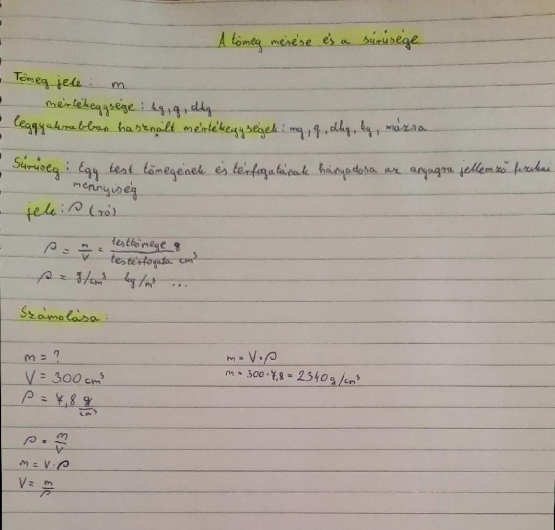 - Tömeg jele: m
mértékegysége: &g,g, dig
A tömeg mérése és a sürüsége
- leggyakrabban használt mértékegységek: mg, q, diy, kg, mársa
- Sürüs