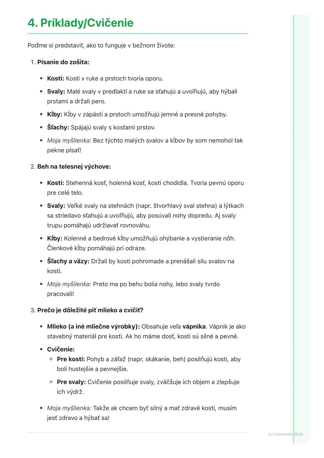 # Pohybová sústava (kosti a
svaly)

1. Prehľad pohybovej sústavy

Pohybová sústava je super dôležitá časť nášho tela, ktorá nám pomáha hýbať