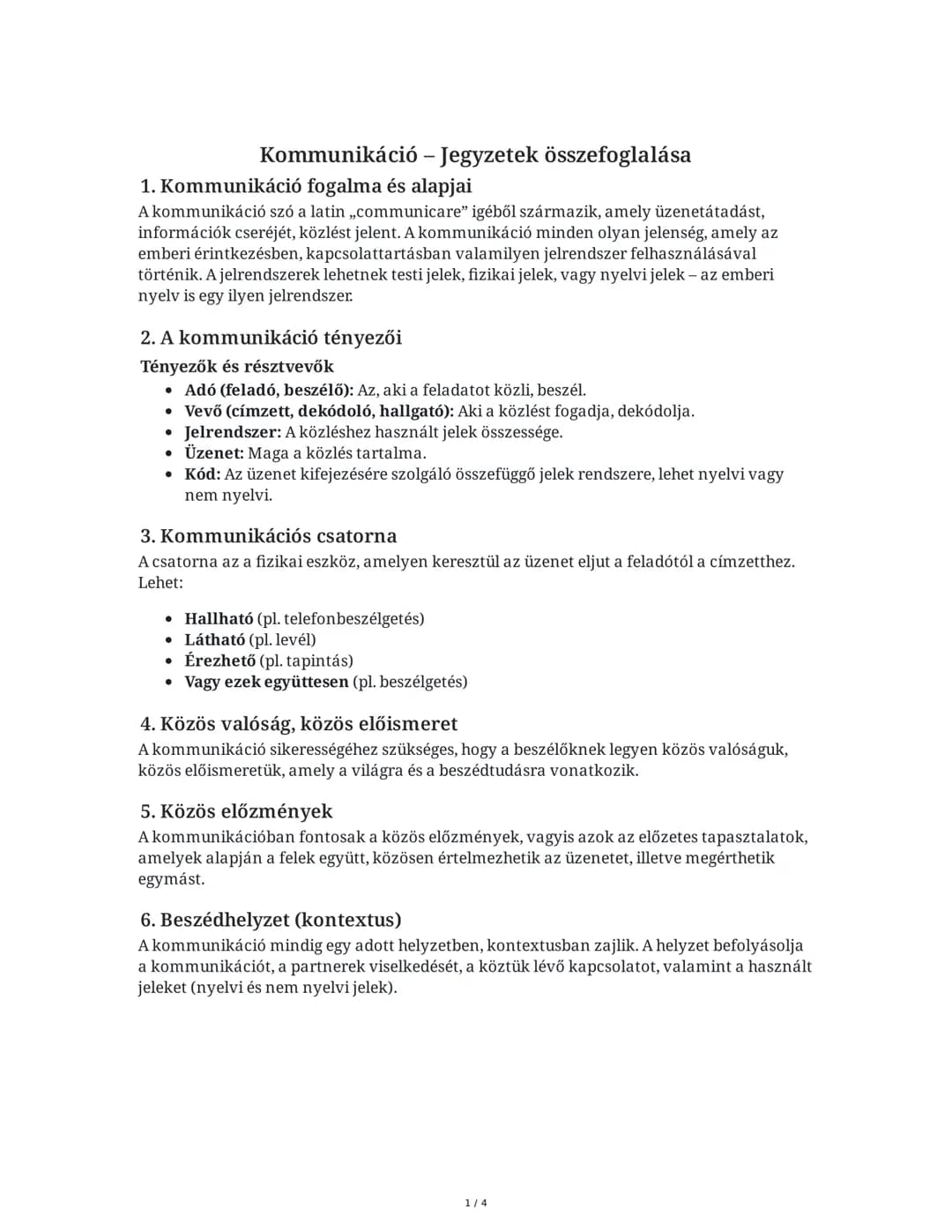 Kommunikáció fogalma és alapjai